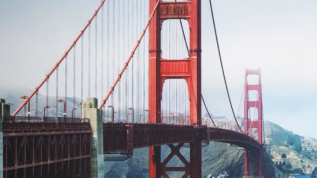 Foggy Golden Gate Bridge in San Francisco, California, california history tours